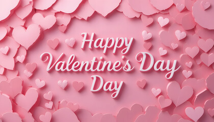 Pink Paper Hearts Background for Valentine&rsquo;s Day &ndash; Romantic Celebration with Overlapping Heart Shapes
