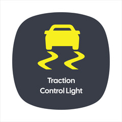 Traction Control Warning Icon &ndash; Yellow Car with Skid Marks &ndash; High Quality Vectorial Stock Image