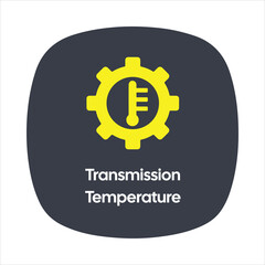 Transmission Temperature Warning Icon &ndash; Yellow Gear with Thermometer &ndash; High Quality Vectorial Stock Image