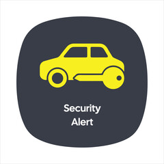 Vehicle Security Alert Icon &ndash; Yellow Car with Key Symbol &ndash; High Quality Vectorial Stock Image