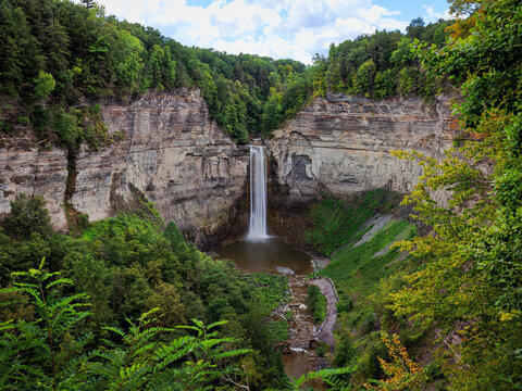 The overlook at Taughannock Falls State Park in upstate New York on a summer day