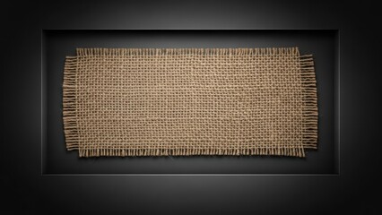 Burlap fabric on a dark gray framed background