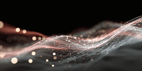 Abstract Digital Network Flow with Glowing Lines