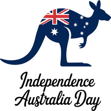 Australia Independence Day illustration featuring kangaroo silhouette with Australian flag elements celebrating national pride, identity, and independence.