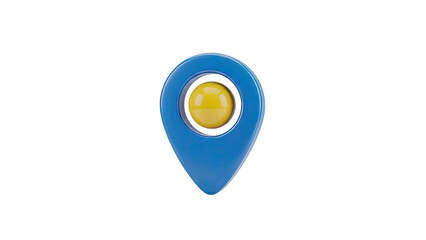 3D Blue Map Pin with Yellow Ball
