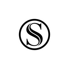 Fototapeta premium Simple black and white logo design with stylized letter S.