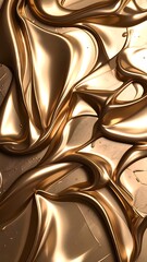 Abstract Rose Gold Liquid Metal Waves Luxury Background