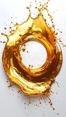 Golden Liquid Splash Ring Abstract Luxury Circle