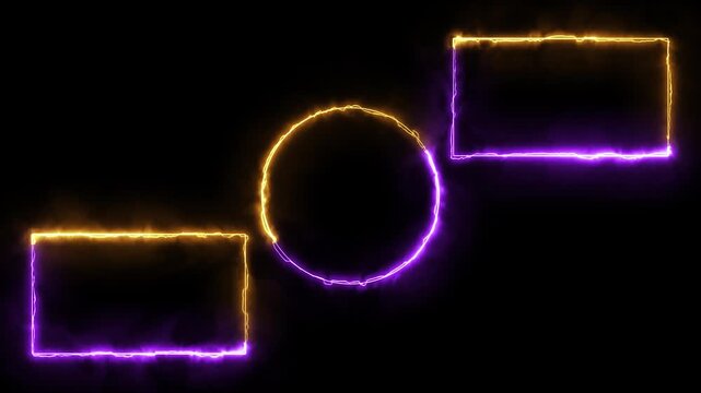 Live streaming Frame - animated vapor smoke purple and golden neon overlay frame for live streaming and gaming intro and outro templates