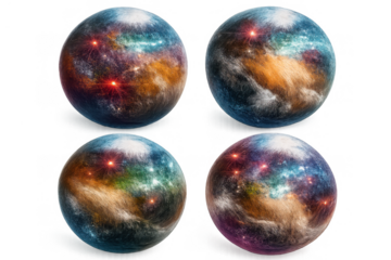 Cosmic fractal planets with nebula textures creating a futuristic outer space design concept