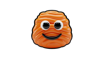 Orange Blob Character with Googly Eyes and Smile