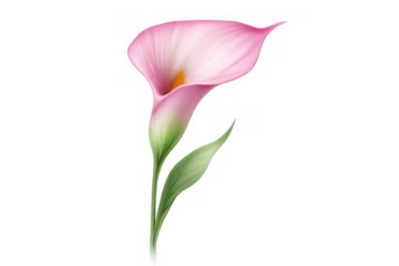 Pink calla lily flower on a transparent background, showcasing botanical beauty, elegance, and the freshness of spring blooms