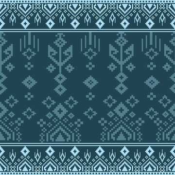 Seamless Pixel Art Ethnic Geometric Pattern