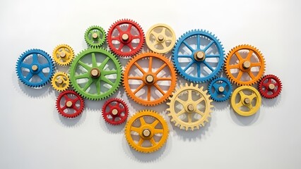 Colorful Interlocking Gears Representing Teamwork and Collaboration.
