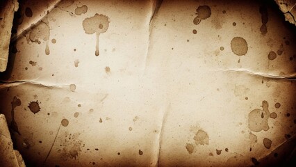 Grungy Old Paper Background with Ink Stains and Creased Texture
