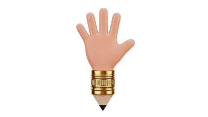 3D Render of a Hand Shaped Pencil Tip with Gold Ferrule