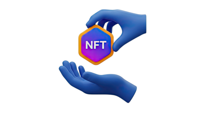 Hands Offering an NFT Token