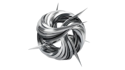 Abstract Silver Sculpture with Sharp Edges