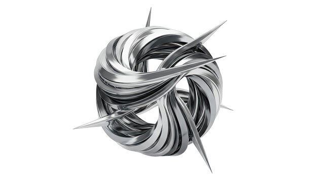 Abstract Silver Sculpture with Sharp Edges