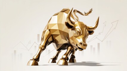 Golden Bull Statue Charging (Stock Market Concept)