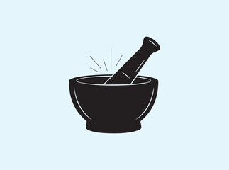 Herbal grinding mortar and pestle silhouette isolated cleanly
