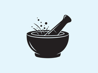 Traditional mortar and pestle silhouette for kitchen concept
