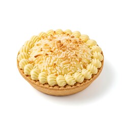 Illustration of delicious coconut cream pie with whipped topping isolated on white background