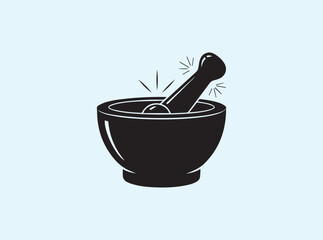 Minimalist mortar and pestle silhouette with clean contours
