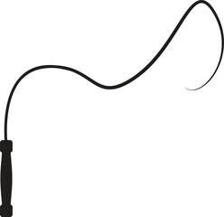 Fototapeta premium Black whip silhouette vector illustration. Simple curled bullwhip icon for equestrian sports, cowboy tools, horse riding equipment, circus taming, and western adventure graphic design.