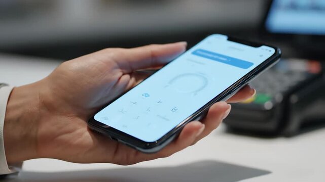 Person Using Mobile Payment App.