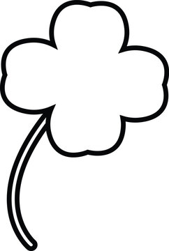 Four Leaf Clover Silhouette Vector, Black Shamrock Shape Icon for St Patricks Day, Lucky Irish Symbol Graphic, Minimalist Nature Silhouette for Success, Luck, and Good Fortune Branding.