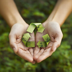 hands holding green plant
