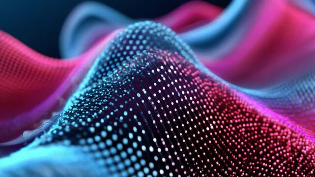 Abstract Digital Waves: An eye-catching and artistic close-up of flowing digital waves in vibrant, contrasting colors, showcasing the beauty and complexity of data visualization.