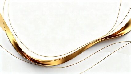State finance framework ultra luxury abstract with matte gold line flowing at center on white background
