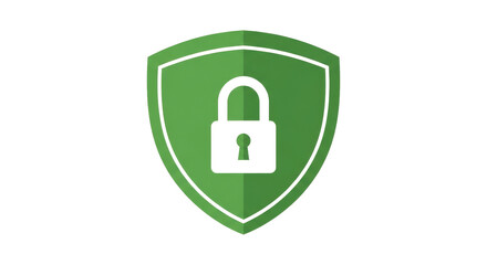 Security Shield: A bold green shield, emblazoned with a prominent padlock, represents digital and physical safety and security. This symbolic emblem conveys a sense of protection and reliability.