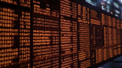 Futuristic data interface showcasing glowing numeric information. - Powered by Adobe