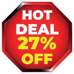 Red Octagon Hot Deal 27 Percent Off Sign sale discount