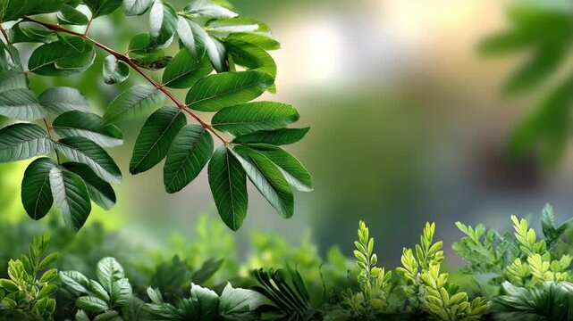 Green Canopy: A vibrant display of nature's beauty, with fresh green leaves reaching out to embrace the light, creating a sense of tranquility and a fresh atmosphere.