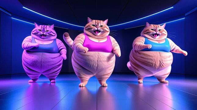 Three cute cats in a night club