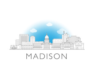 Madison, Wisconsin cityscape illustration skyline drawing