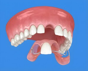3D Illustration of Removable Flipper Tooth for Upper Jaw Tooth Replacement