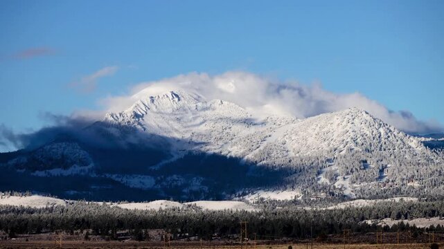 Time-lapse of Winter weather snow storm on a mammoth mountain in Mono county in 2026