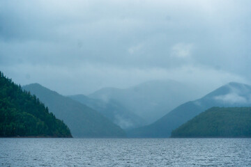 The Zeya reservoir. The Zeysky Nature Reserve. The general plan. A picturesque lake among the green taiga.