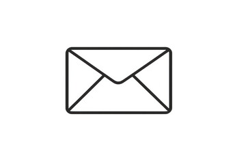 Envelope mail icon outline vector symbol for email communication, letter correspondence, and new message notification on transparent background