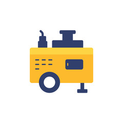 Fototapeta premium This is a graphic illustration of a yellow portable generator. The image features a simple and modern design with a white background, making it suitable for use in various contexts such as websites, b
