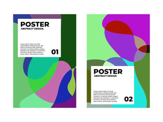Minimalist Abstract Poster Collection featuring Vibrant Multi-color Fluid Shapes