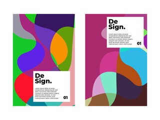 Abstract Fluid Shape Poster Template Design with Colorful Organic Elements