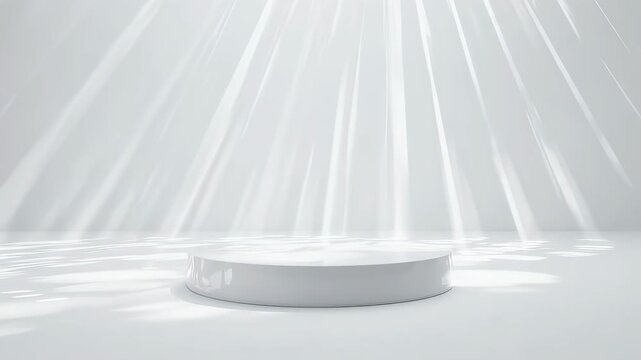 Minimalist Product Display - White Podium with Light Rays.