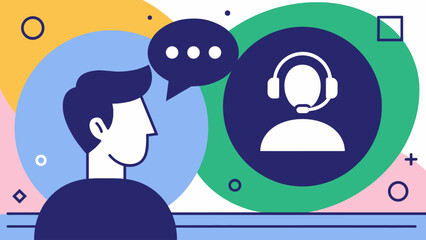 Flat Design Illustration User Chatting with Online Customer Support Agent