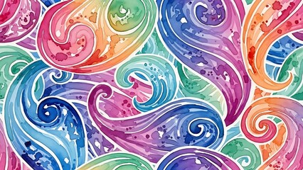 Vibrant Swirling Patterns in Rainbow Colors.